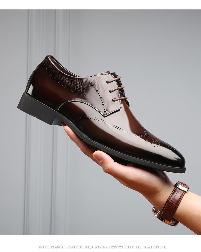 Shoes Men Leather Shoe Man Men's Brogue Leather Shoes Metal-Like Brushed Finish Handcrafted Leather Shoes Men's Shoes Oxfords