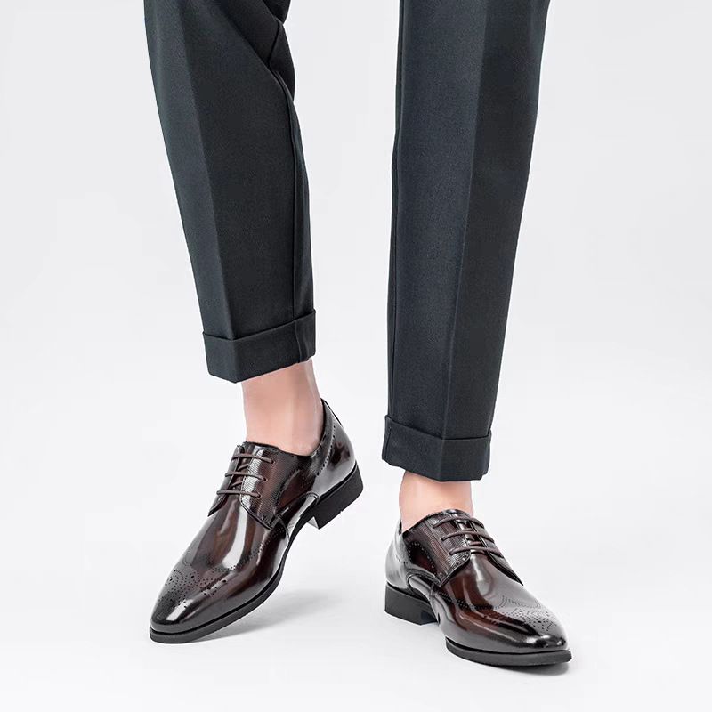 Shoes Men Leather Shoe Man Men's Brogue Leather Shoes Metal-Like Brushed Finish Handcrafted Leather Shoes Men's Shoes Oxfords
