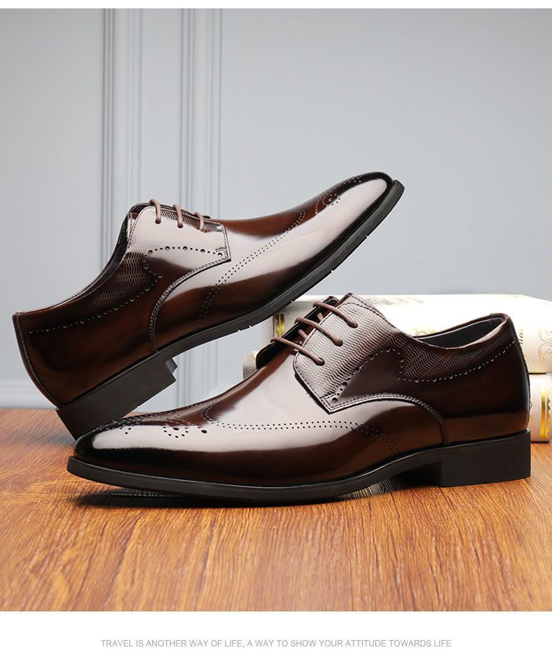 Shoes Men Leather Shoe Man Men's Brogue Leather Shoes Metal-Like Brushed Finish Handcrafted Leather Shoes Men's Shoes Oxfords