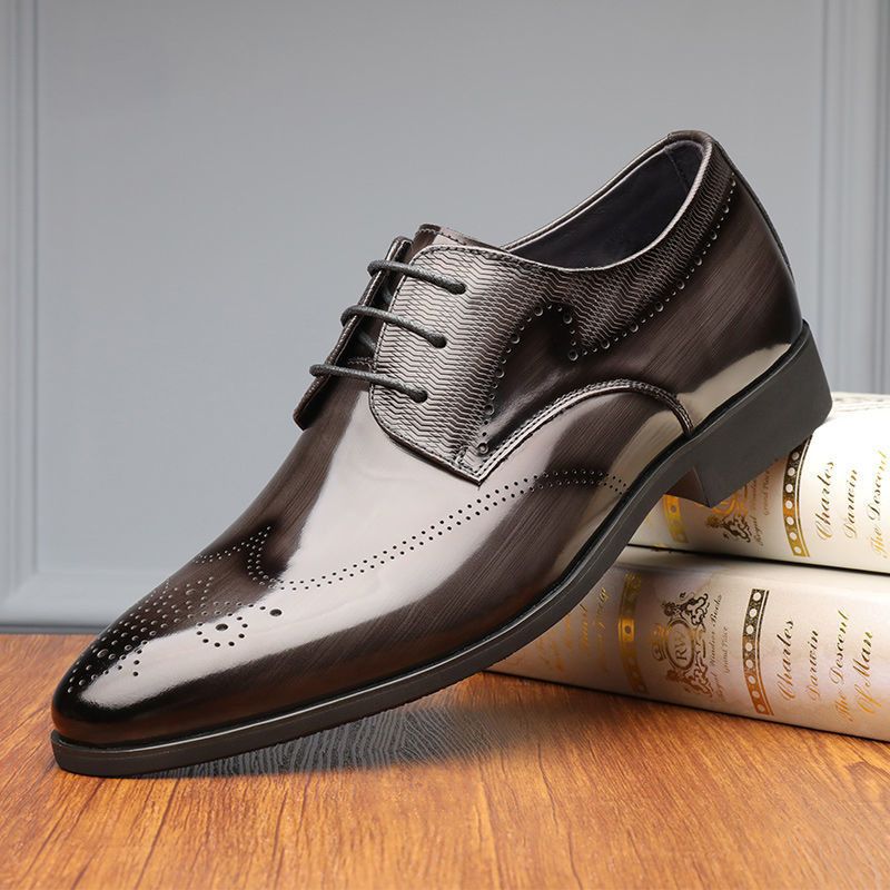 Shoes Men Leather Shoe Man Men's Brogue Leather Shoes Metal-Like Brushed Finish Handcrafted Leather Shoes Men's Shoes Oxfords