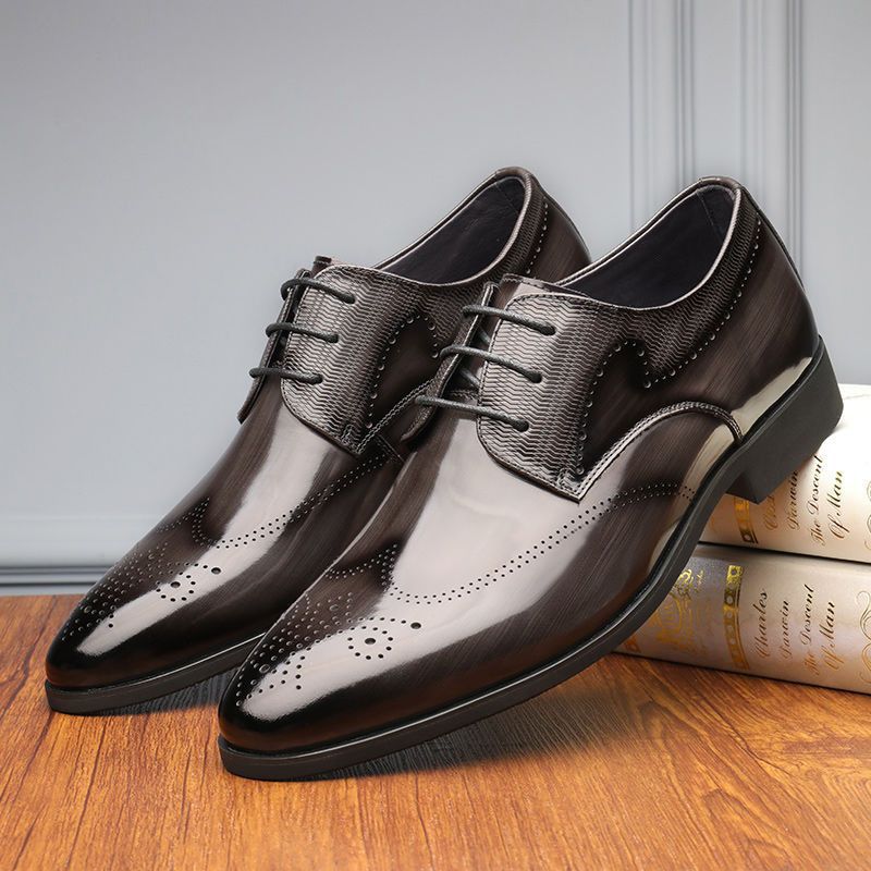 Shoes Men Leather Shoe Man Men's Brogue Leather Shoes Metal-Like Brushed Finish Handcrafted Leather Shoes Men's Shoes Oxfords
