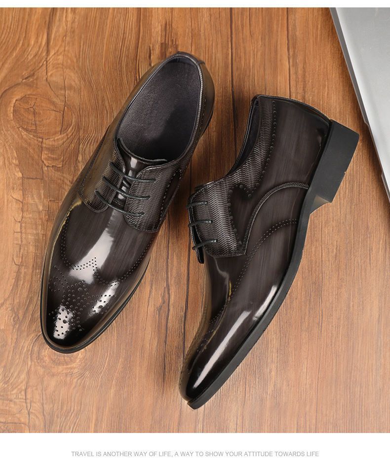 Shoes Men Leather Shoe Man Men's Brogue Leather Shoes Metal-Like Brushed Finish Handcrafted Leather Shoes Men's Shoes Oxfords