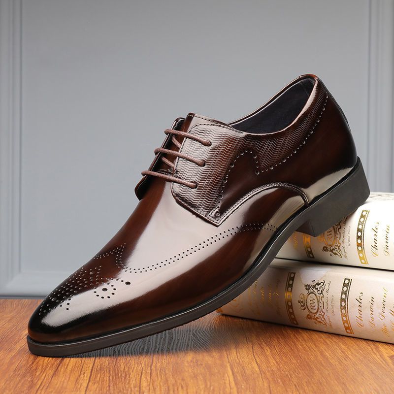 Shoes Men Leather Shoe Man Men's Brogue Leather Shoes Metal-Like Brushed Finish Handcrafted Leather Shoes Men's Shoes Oxfords