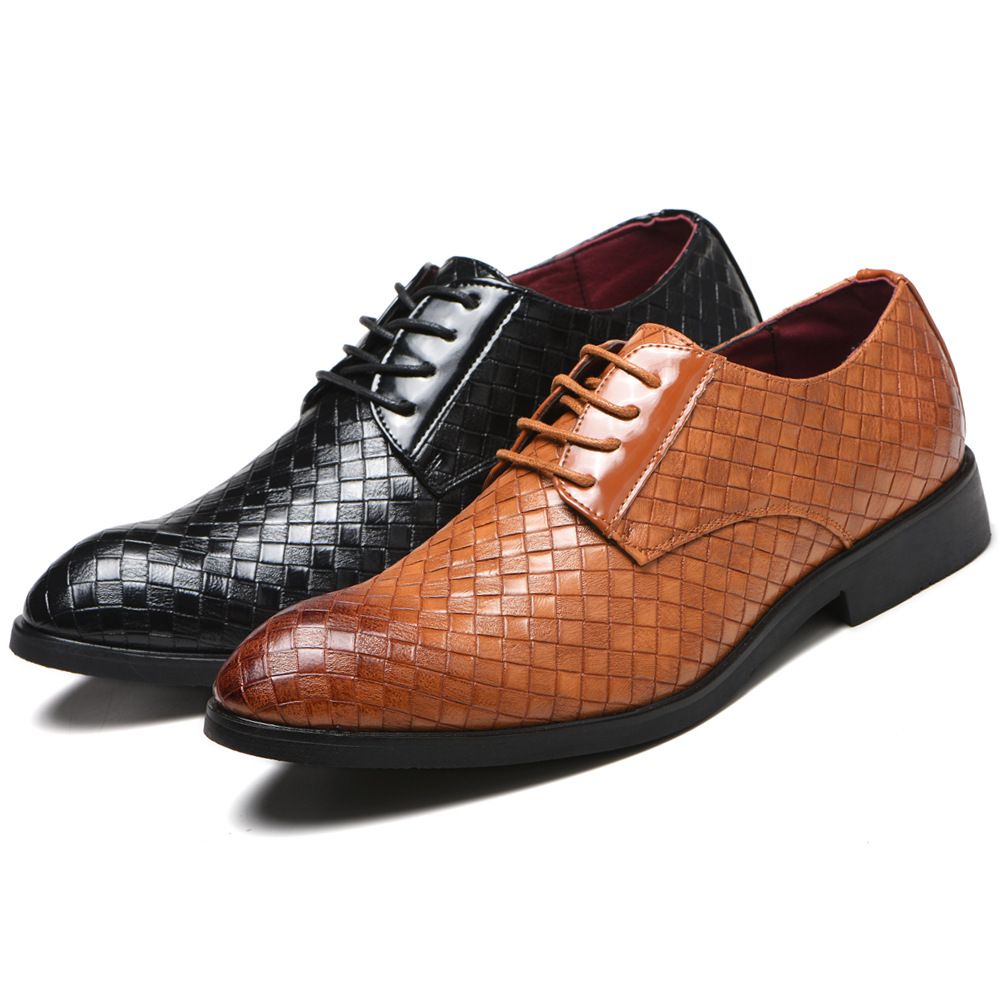 Shoes Men Leather Shoe Man Checkered Pattern for Men Plus Size Men's Casual Leather Shoes Men's Shoes Oxfords
