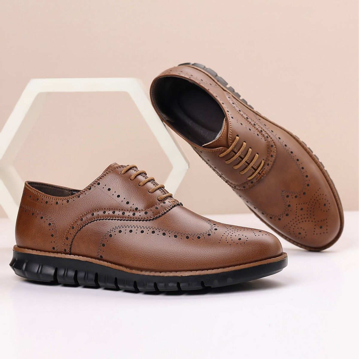 Shoes Men Leather Shoe Man Men's Hollowed-Out Base Sports Leather Shoes with EVA Sole Lightweight Engraved Oxford Shoes for Spring Summer Men's Shoes Oxfords