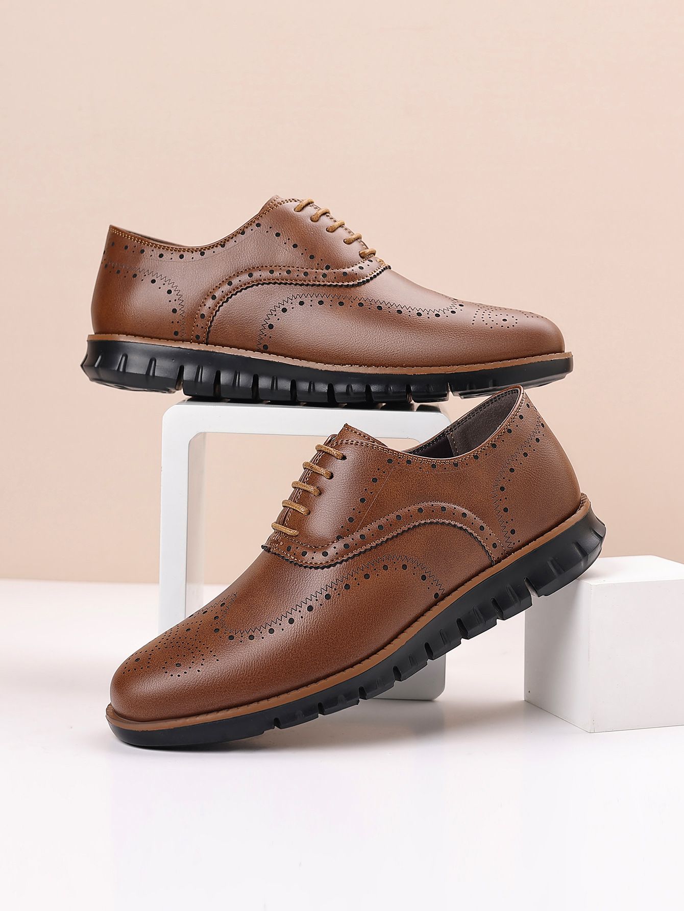 Shoes Men Leather Shoe Man Men's Hollowed-Out Base Sports Leather Shoes with EVA Sole Lightweight Engraved Oxford Shoes for Spring Summer Men's Shoes Oxfords