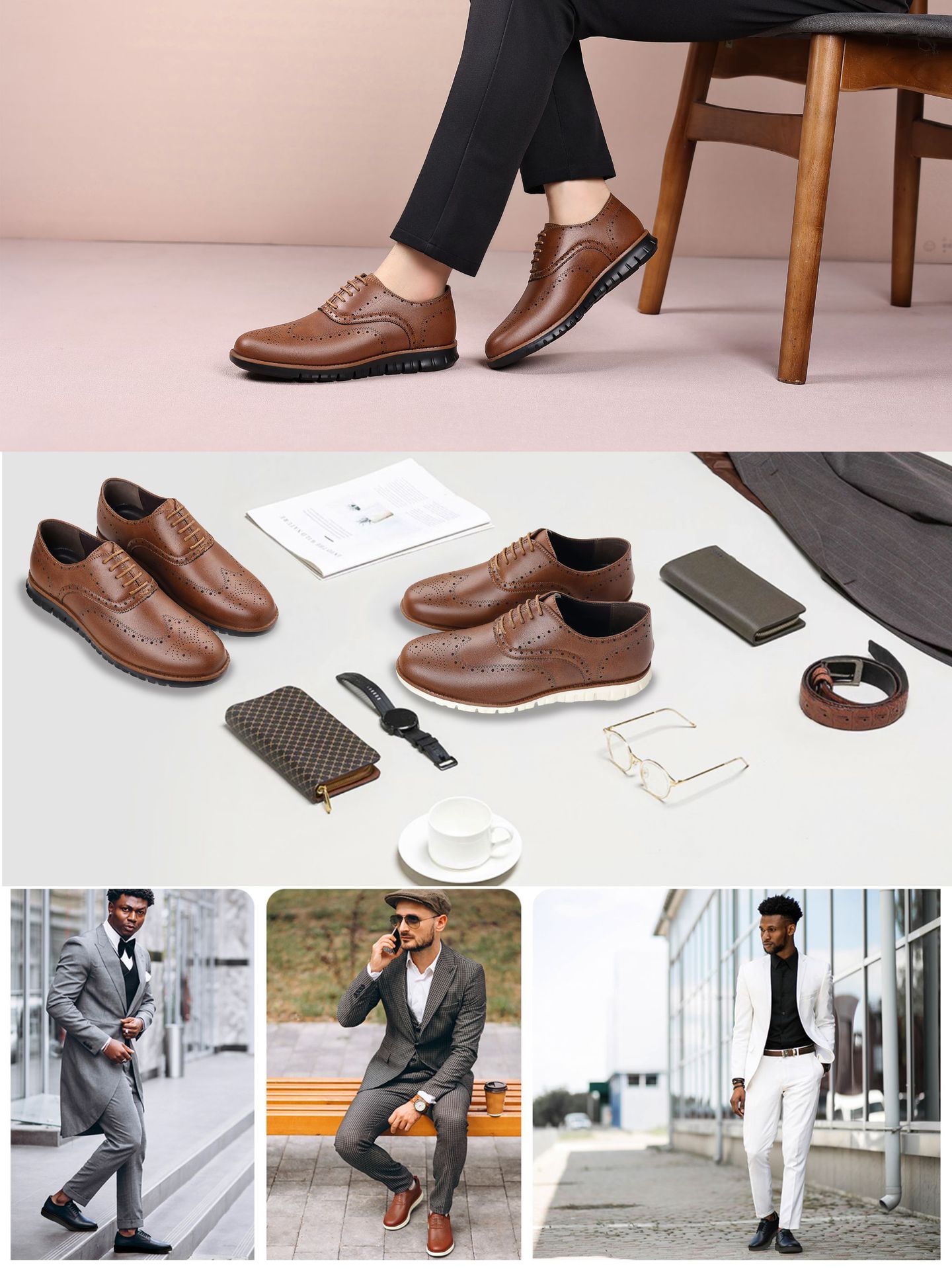 Shoes Men Leather Shoe Man Men's Hollowed-Out Base Sports Leather Shoes with EVA Sole Lightweight Engraved Oxford Shoes for Spring Summer Men's Shoes Oxfords