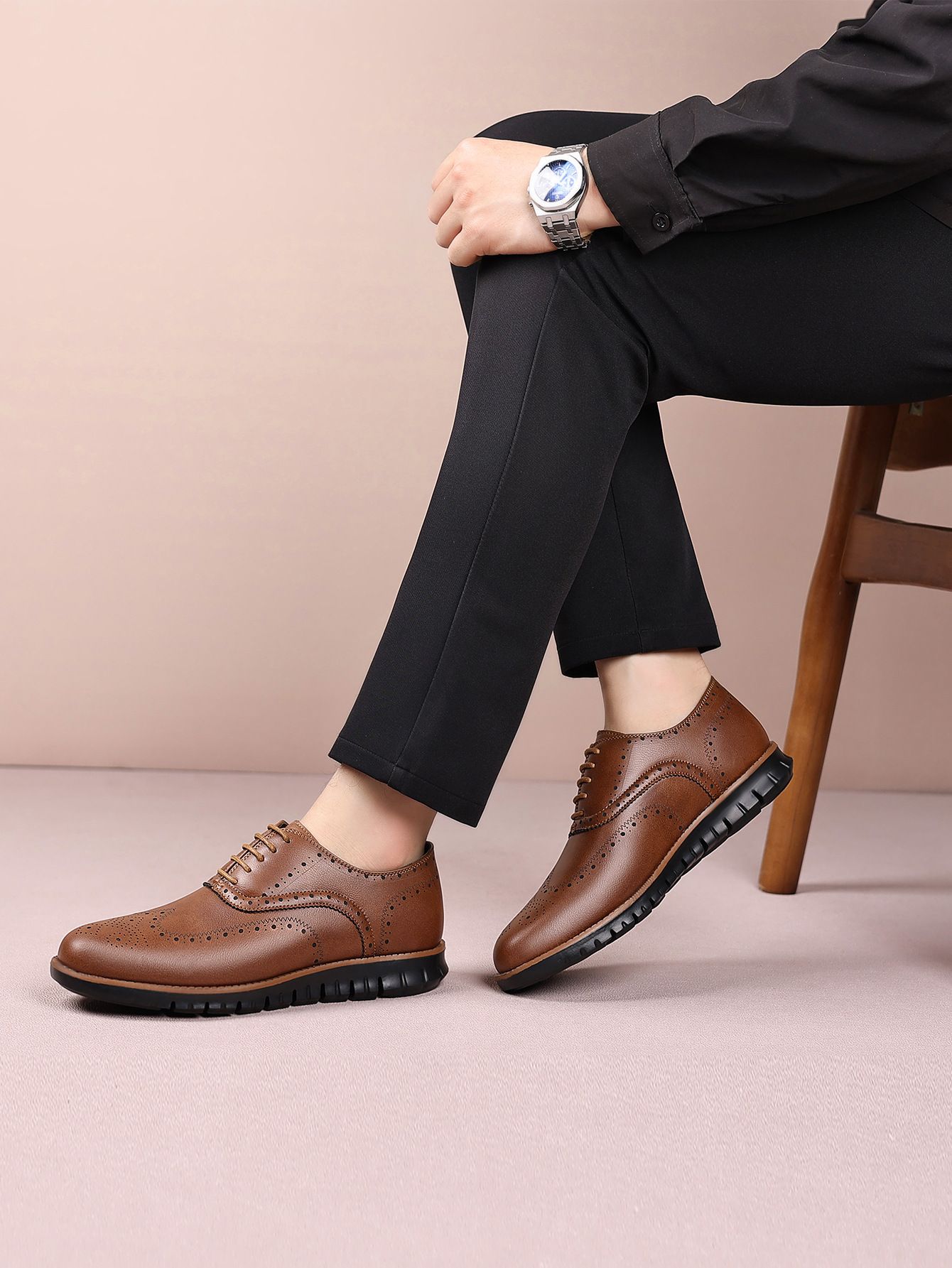 Shoes Men Leather Shoe Man Men's Hollowed-Out Base Sports Leather Shoes with EVA Sole Lightweight Engraved Oxford Shoes for Spring Summer Men's Shoes Oxfords