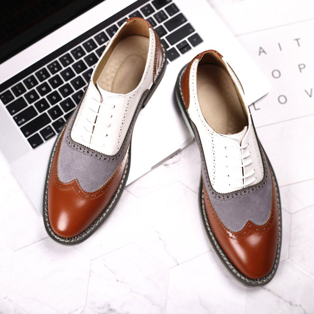 Shoes Men Leather Shoe Man Large Size Block Color Blocked Pointed Height Increasing Business Casual Leather Shoes for Men Men's Shoes Oxfords
