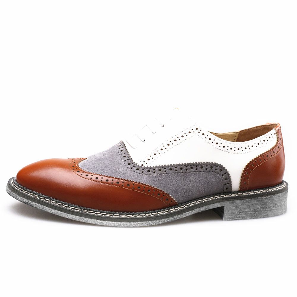 Shoes Men Leather Shoe Man Large Size Block Color Blocked Pointed Height Increasing Business Casual Leather Shoes for Men Men's Shoes Oxfords