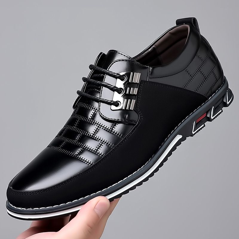 Shoes Men Leather Shoe Man Men's Round Toe Casual Loafers Front Lacing Flat Casual Shoes Men's Shoes Oxfords