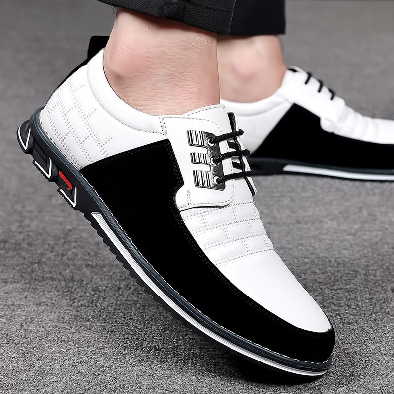 Shoes Men Leather Shoe Man Men's Round Toe Casual Loafers Front Lacing Flat Casual Shoes Men's Shoes Oxfords