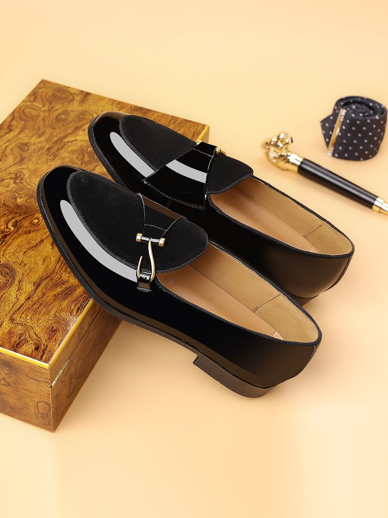 Shoes Men Leather Shoe Man Men's Square-Toe Casual Single Shoes with Side Buckle Men's Shoes Oxfords