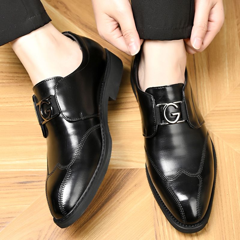 Shoes Men Leather Shoe Man Men's Casual Business Embroidered Pointed Toe Leather Shoes Men's Shoes Oxfords