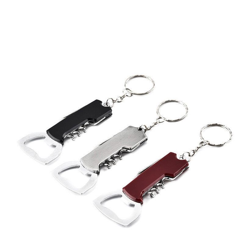 Bottle Opener Corkscrew Stainless Steel Red Wine Mini Bottle Opener Multifunctional Portable Beer Bottle Opener with Foil Cutter