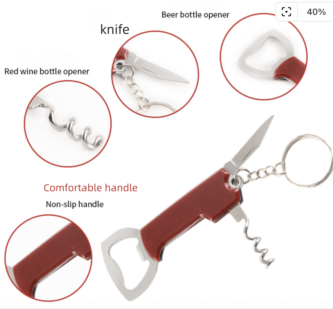 Bottle Opener Corkscrew Stainless Steel Red Wine Mini Bottle Opener Multifunctional Portable Beer Bottle Opener with Foil Cutter