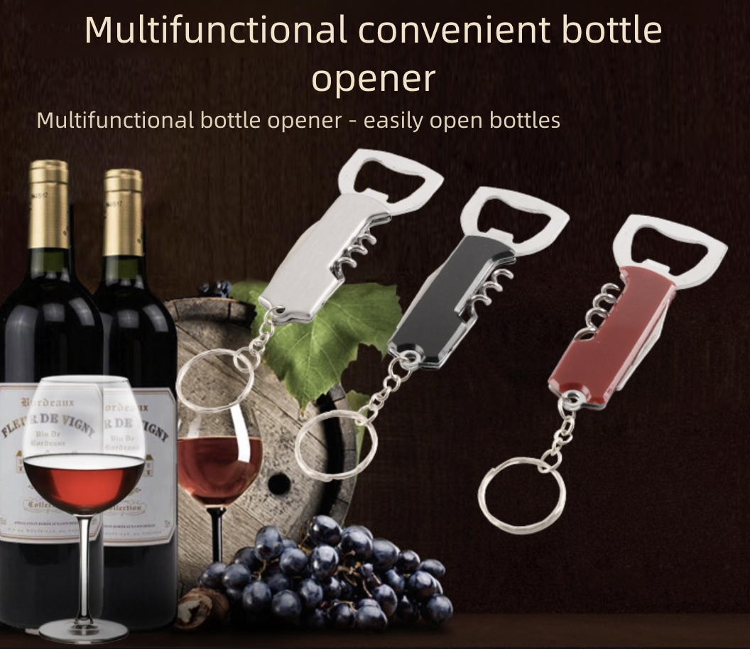 Bottle Opener Corkscrew Stainless Steel Red Wine Mini Bottle Opener Multifunctional Portable Beer Bottle Opener with Foil Cutter
