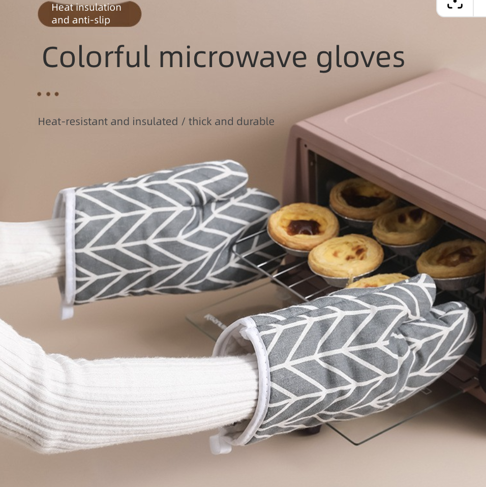 1pc Oven Glove Oven Mitts Nordic Style Insulated Gloves Heat-Resistant Microwave Oven Gloves High Temperature Resistant Kitchen Baking Oven Mitts