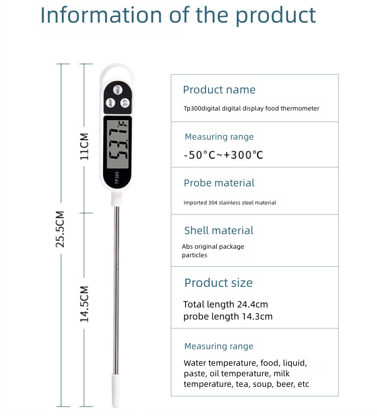 Thermometers Probe Type Food Thermometer Pen Type Barbecue BBQ Thermometer Oil Temperature Water Temperature Baking Electronic Thermometer