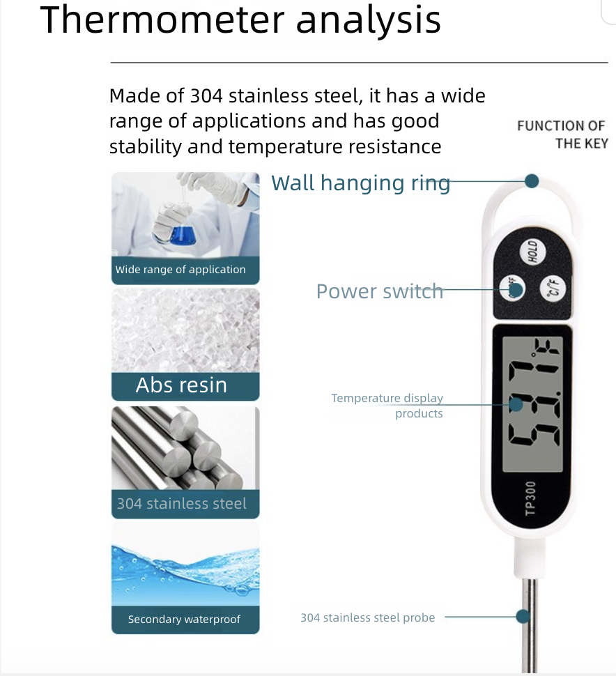 Thermometers Probe Type Food Thermometer Pen Type Barbecue BBQ Thermometer Oil Temperature Water Temperature Baking Electronic Thermometer