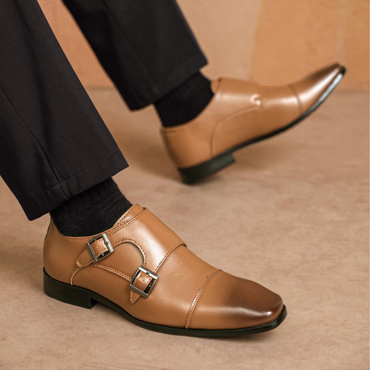 Shoes Men Leather Shoe Man Business Leather Shoes Men's Formal Shoes Casual Shoes Triple Connector Buckle Leather Shoes for Men Oxfords