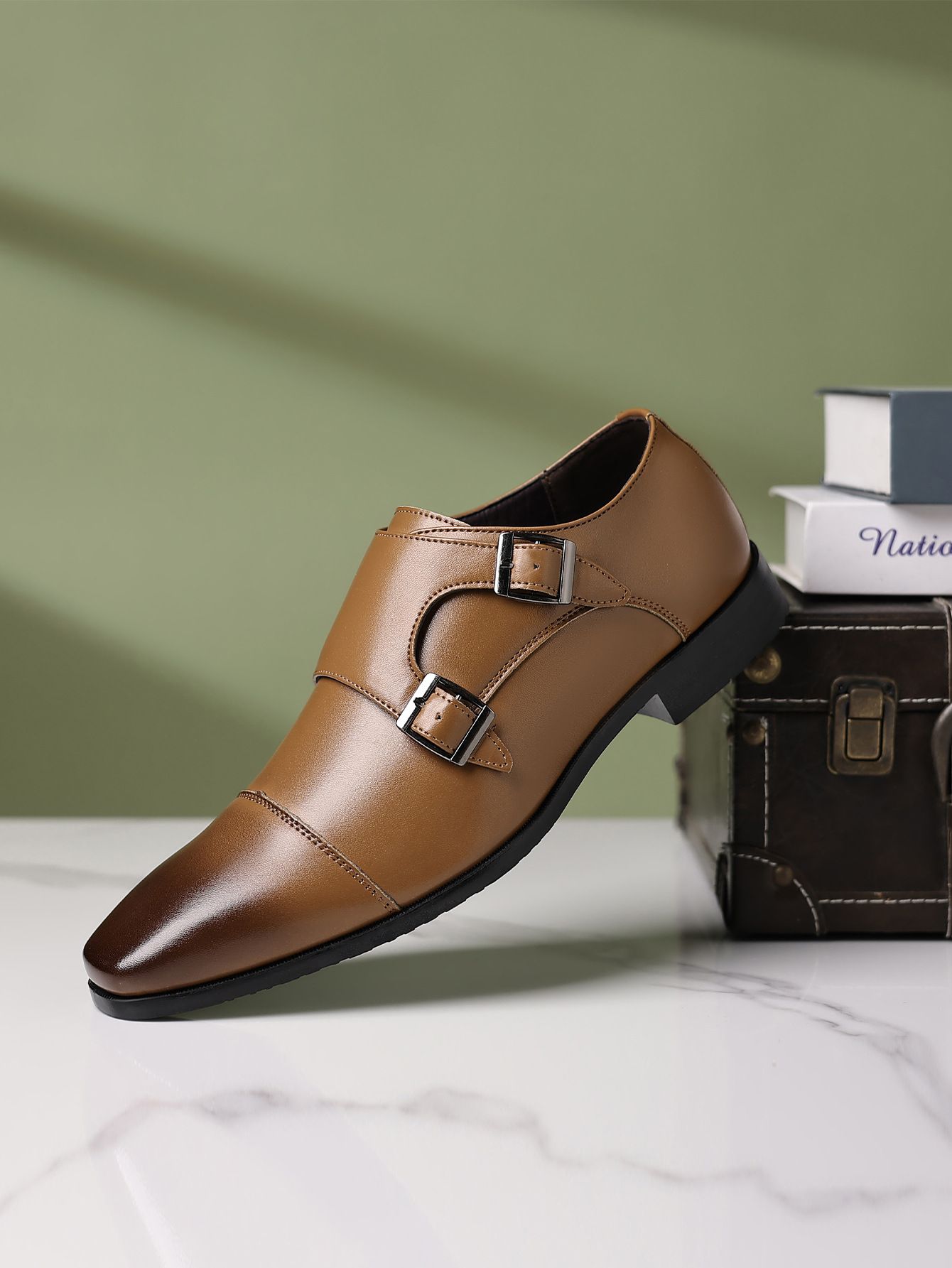 Shoes Men Leather Shoe Man Business Leather Shoes Men's Formal Shoes Casual Shoes Triple Connector Buckle Leather Shoes for Men Oxfords