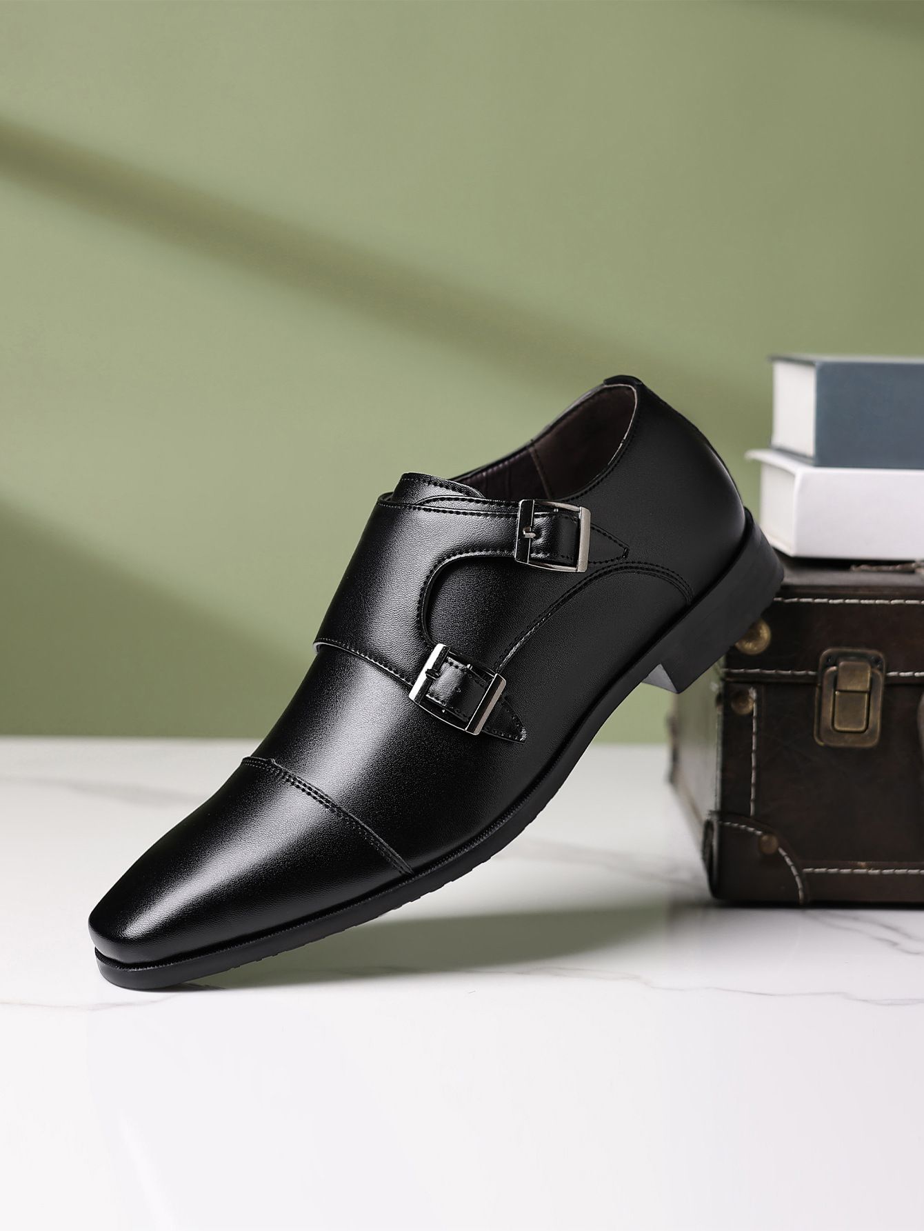 Shoes Men Leather Shoe Man Business Leather Shoes Men's Formal Shoes Casual Shoes Triple Connector Buckle Leather Shoes for Men Oxfords