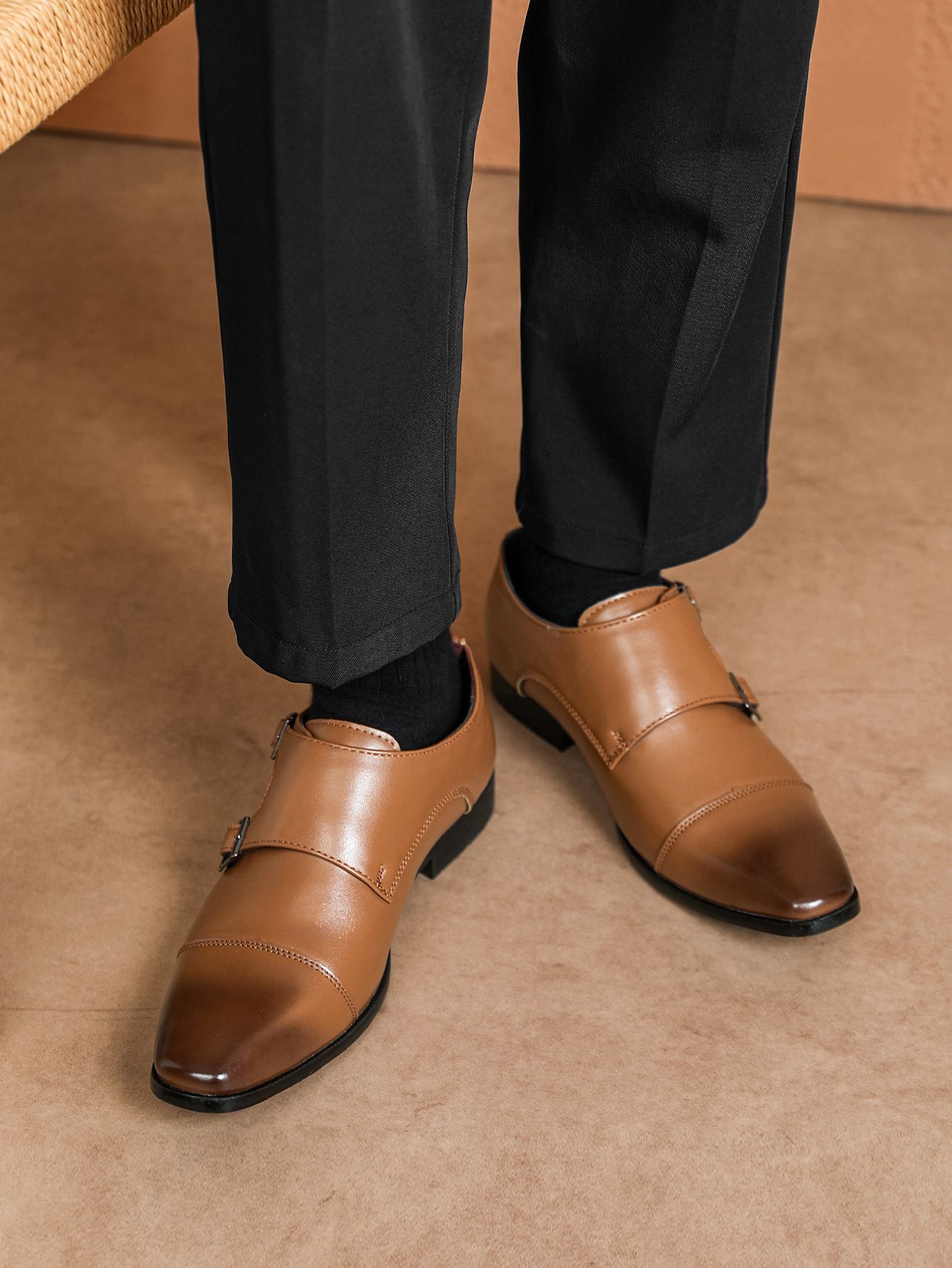 Shoes Men Leather Shoe Man Business Leather Shoes Men's Formal Shoes Casual Shoes Triple Connector Buckle Leather Shoes for Men Oxfords