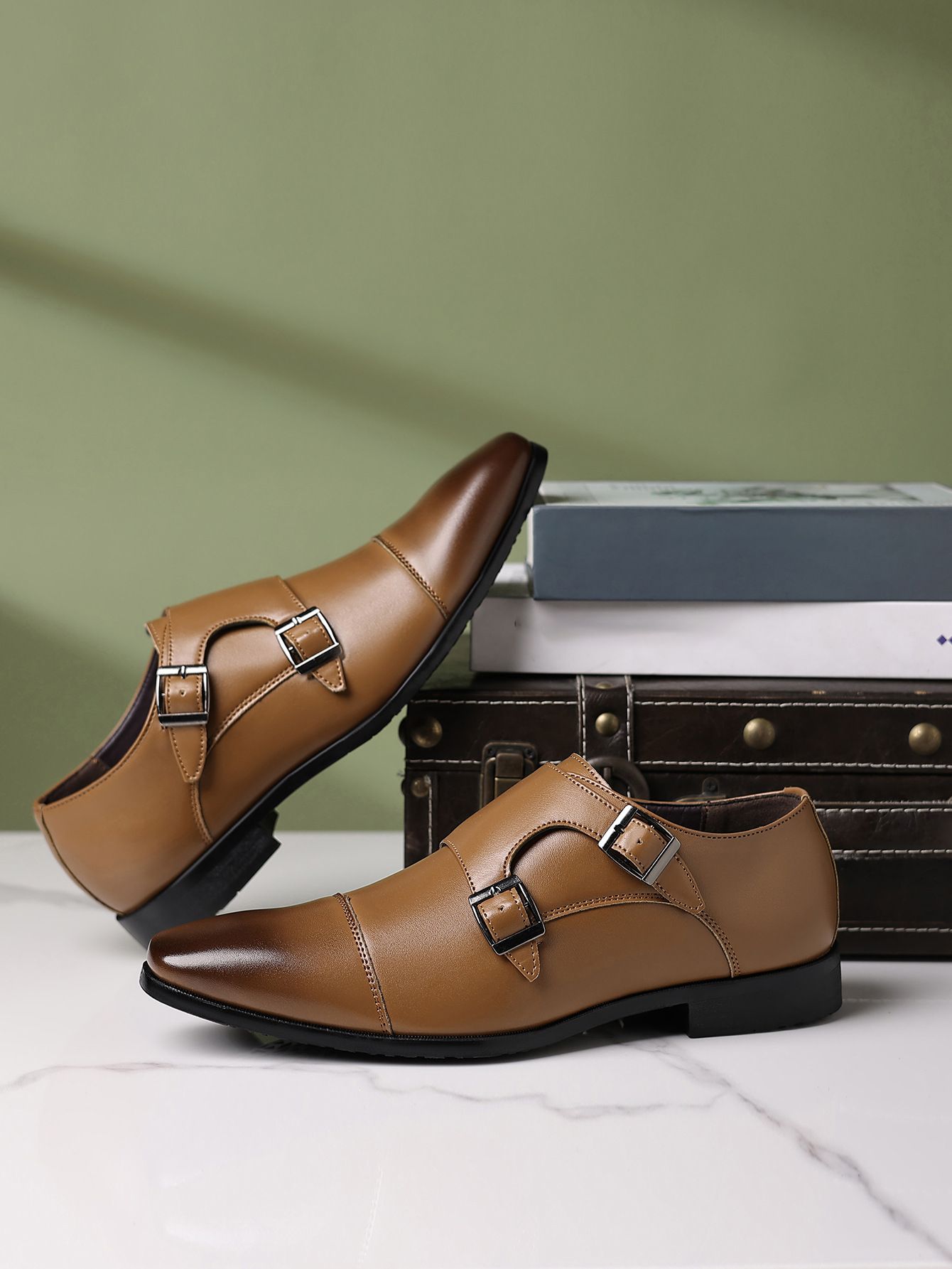 Shoes Men Leather Shoe Man Business Leather Shoes Men's Formal Shoes Casual Shoes Triple Connector Buckle Leather Shoes for Men Oxfords