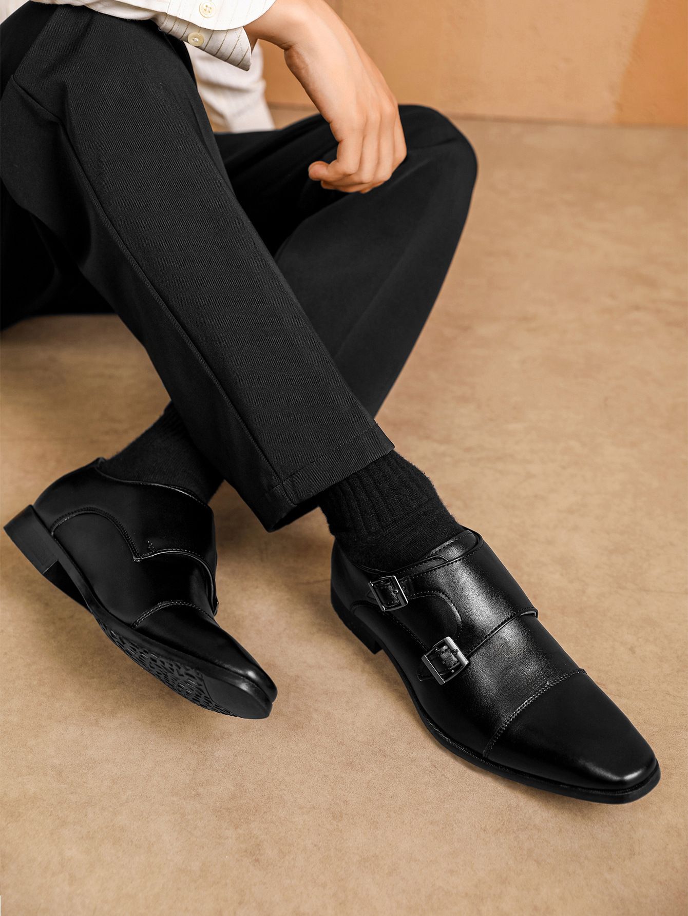 Shoes Men Leather Shoe Man Business Leather Shoes Men's Formal Shoes Casual Shoes Triple Connector Buckle Leather Shoes for Men Oxfords