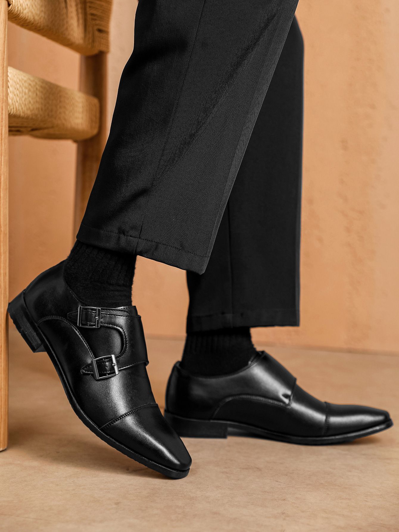 Shoes Men Leather Shoe Man Business Leather Shoes Men's Formal Shoes Casual Shoes Triple Connector Buckle Leather Shoes for Men Oxfords