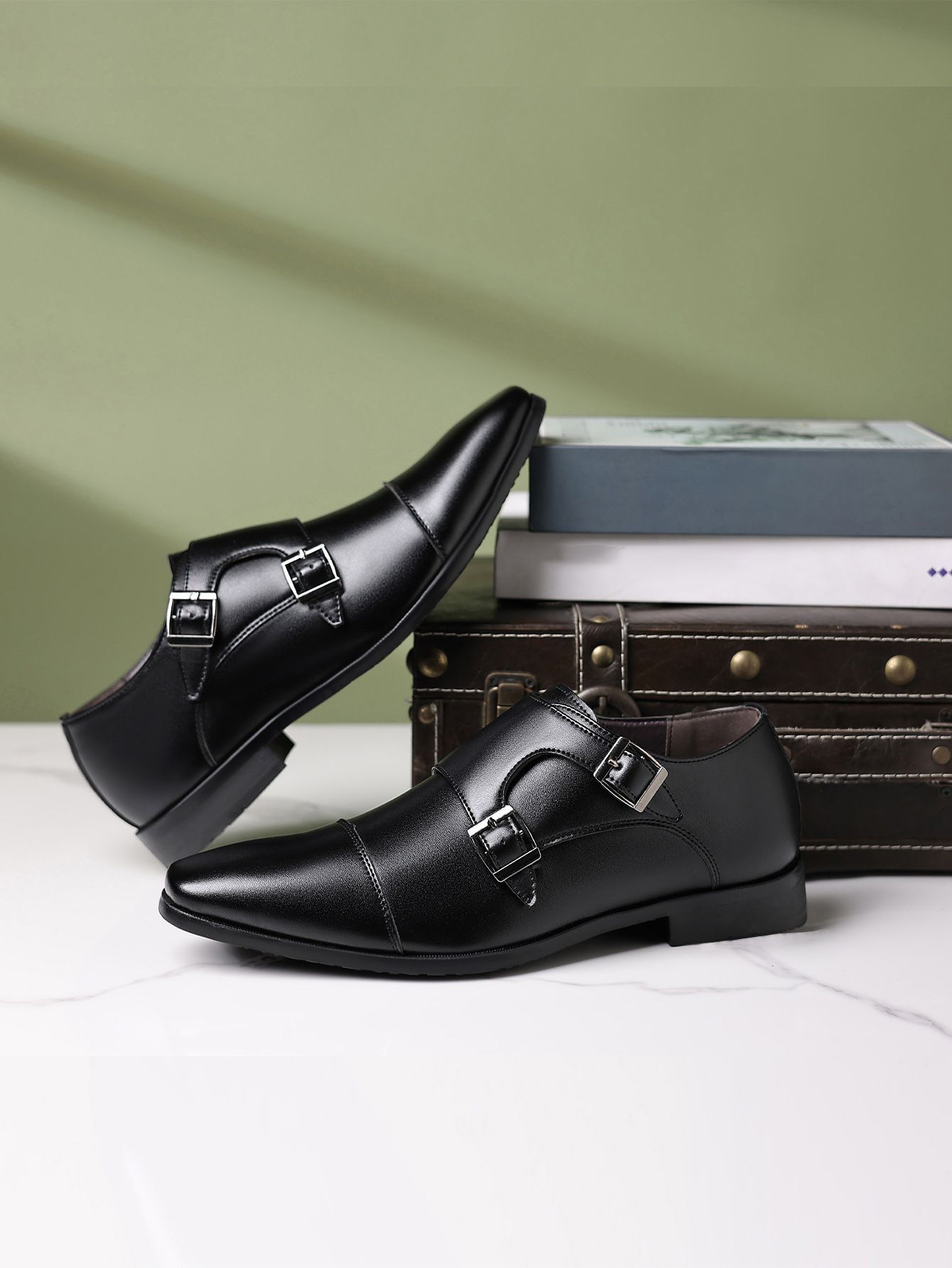 Shoes Men Leather Shoe Man Business Leather Shoes Men's Formal Shoes Casual Shoes Triple Connector Buckle Leather Shoes for Men Oxfords