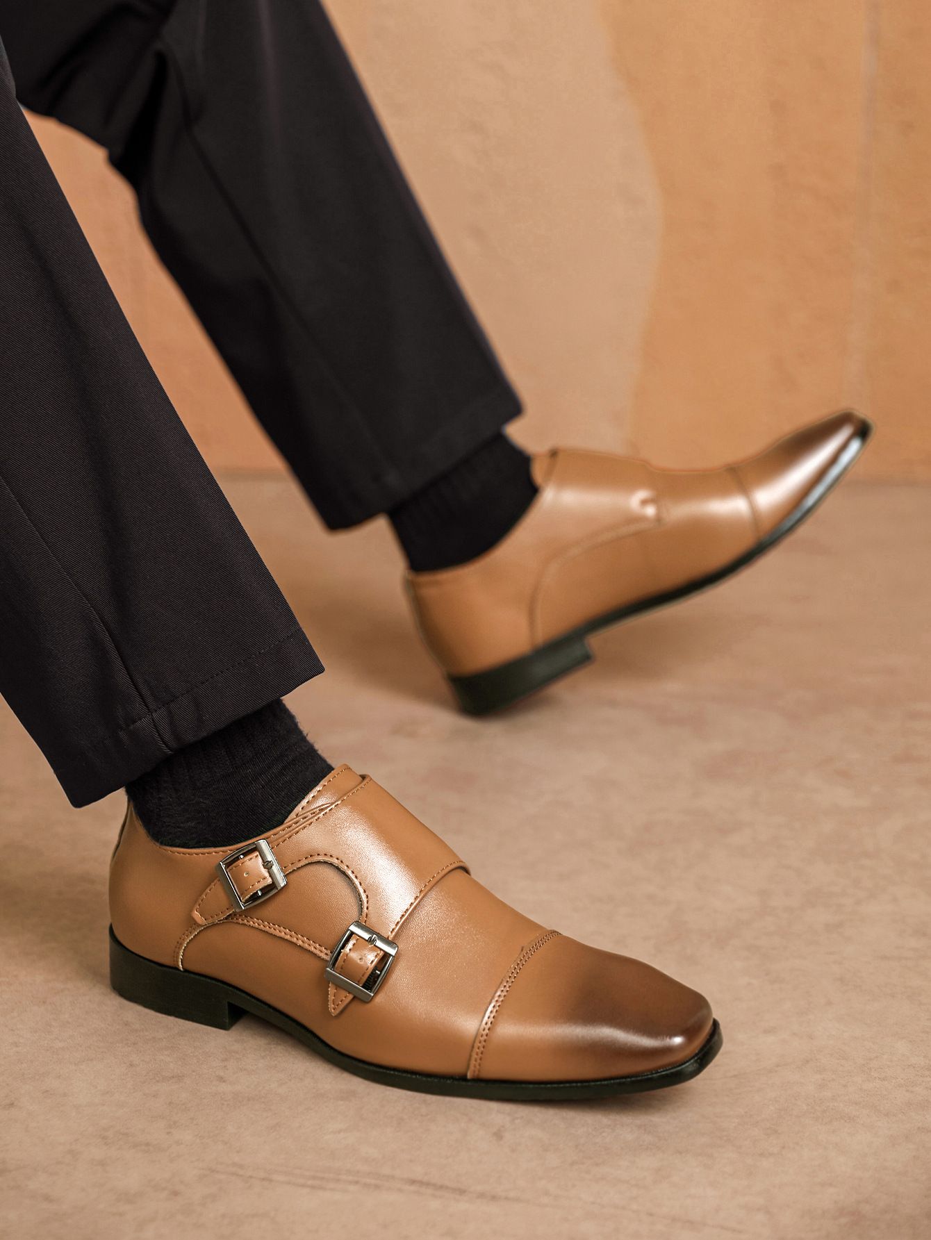 Shoes Men Leather Shoe Man Business Leather Shoes Men's Formal Shoes Casual Shoes Triple Connector Buckle Leather Shoes for Men Oxfords