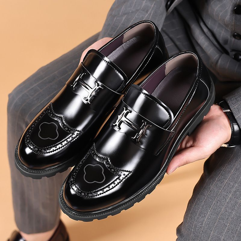 Shoes Men Leather Shoe Man Open Edge Bead Matte Craftsmanship Leather Shoe Men Two Color Shoe Upper Men's Shoes Oxfords