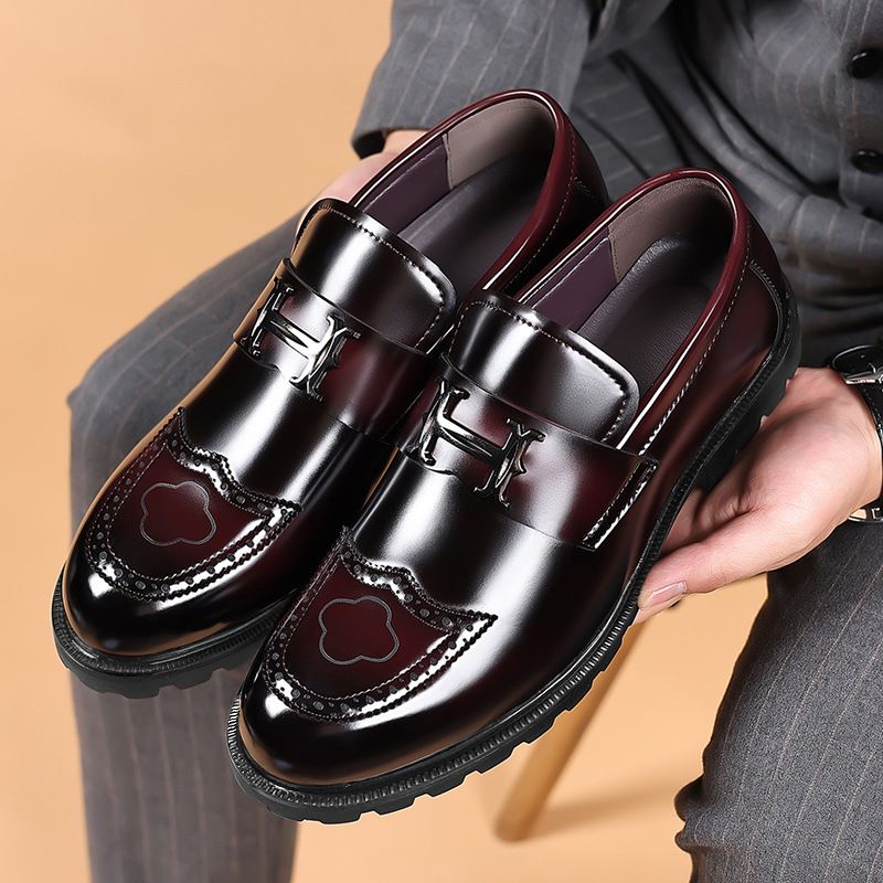 Shoes Men Leather Shoe Man Open Edge Bead Matte Craftsmanship Leather Shoe Men Two Color Shoe Upper Men's Shoes Oxfords