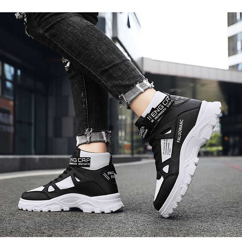 Men's Oversized Martin Boots Unisex Round-Toe High-Top Trendy Boots Military Style Men's Shoes