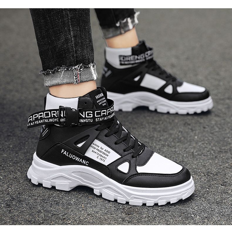 Men's Oversized Martin Boots Unisex Round-Toe High-Top Trendy Boots Military Style Men's Shoes