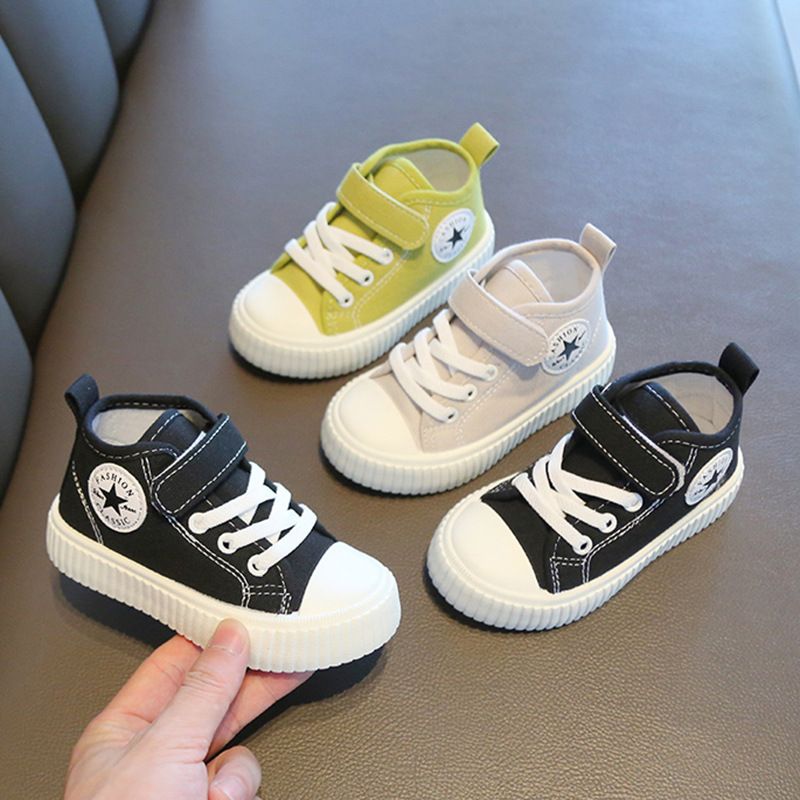 High-Top Canvas Shoes for Boys Girls New Spring Autumn Casual Slip-Resistant Flat Shoes Soft Soles for Toddlers Kids Shoes Boys' Shoes Sneakers