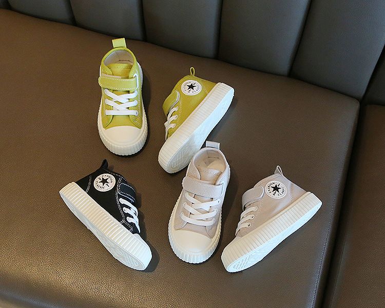 High-Top Canvas Shoes for Boys Girls New Spring Autumn Casual Slip-Resistant Flat Shoes Soft Soles for Toddlers Kids Shoes Boys' Shoes Sneakers
