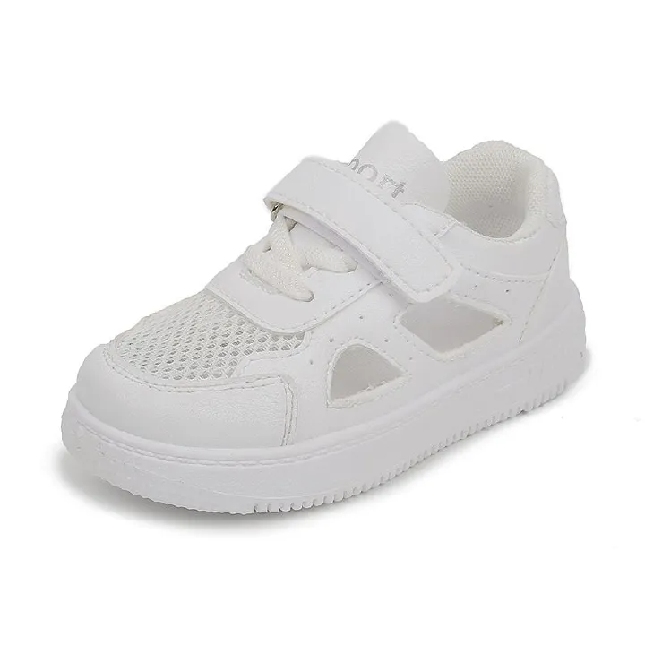 Children's White Sneakers for Summer Boys' Sports Shoes Breathable Mesh Shoes Hollowed-Out Design for Girls' Casual Board Shoes Soft Soles Kids Shoes Boys' Shoes Sandals for Babies