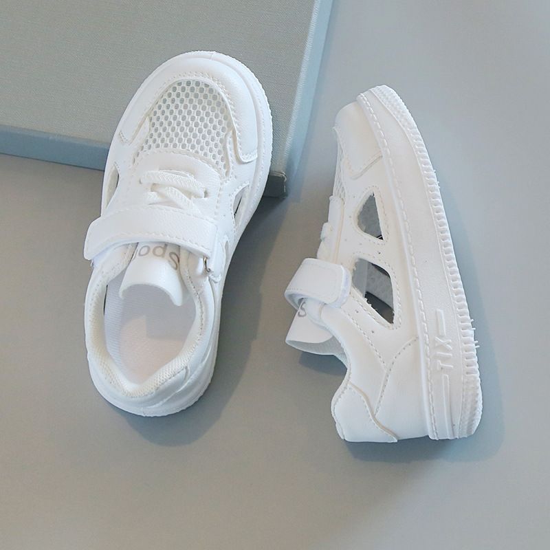 Children's White Sneakers for Summer Boys' Sports Shoes Breathable Mesh Shoes Hollowed-Out Design for Girls' Casual Board Shoes Soft Soles Kids Shoes Boys' Shoes Sandals for Babies