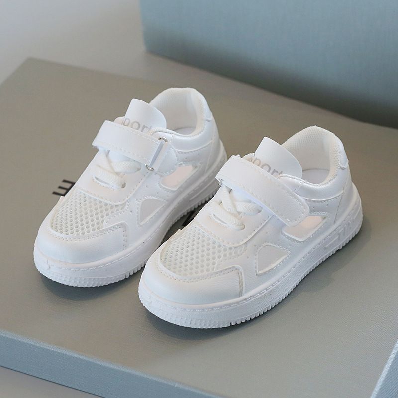 Children's White Sneakers for Summer Boys' Sports Shoes Breathable Mesh Shoes Hollowed-Out Design for Girls' Casual Board Shoes Soft Soles Kids Shoes Boys' Shoes Sandals for Babies