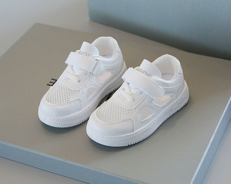 Children's White Sneakers for Summer Boys' Sports Shoes Breathable Mesh Shoes Hollowed-Out Design for Girls' Casual Board Shoes Soft Soles Kids Shoes Boys' Shoes Sandals for Babies