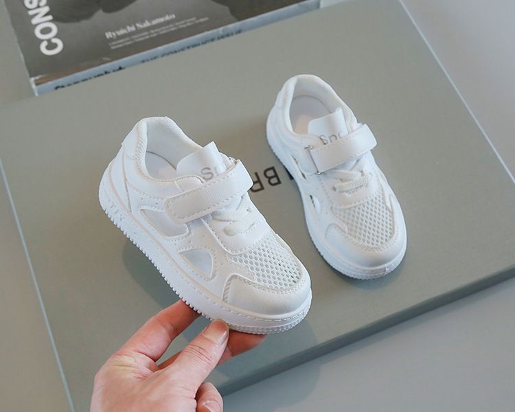 Children's White Sneakers for Summer Boys' Sports Shoes Breathable Mesh Shoes Hollowed-Out Design for Girls' Casual Board Shoes Soft Soles Kids Shoes Boys' Shoes Sandals for Babies