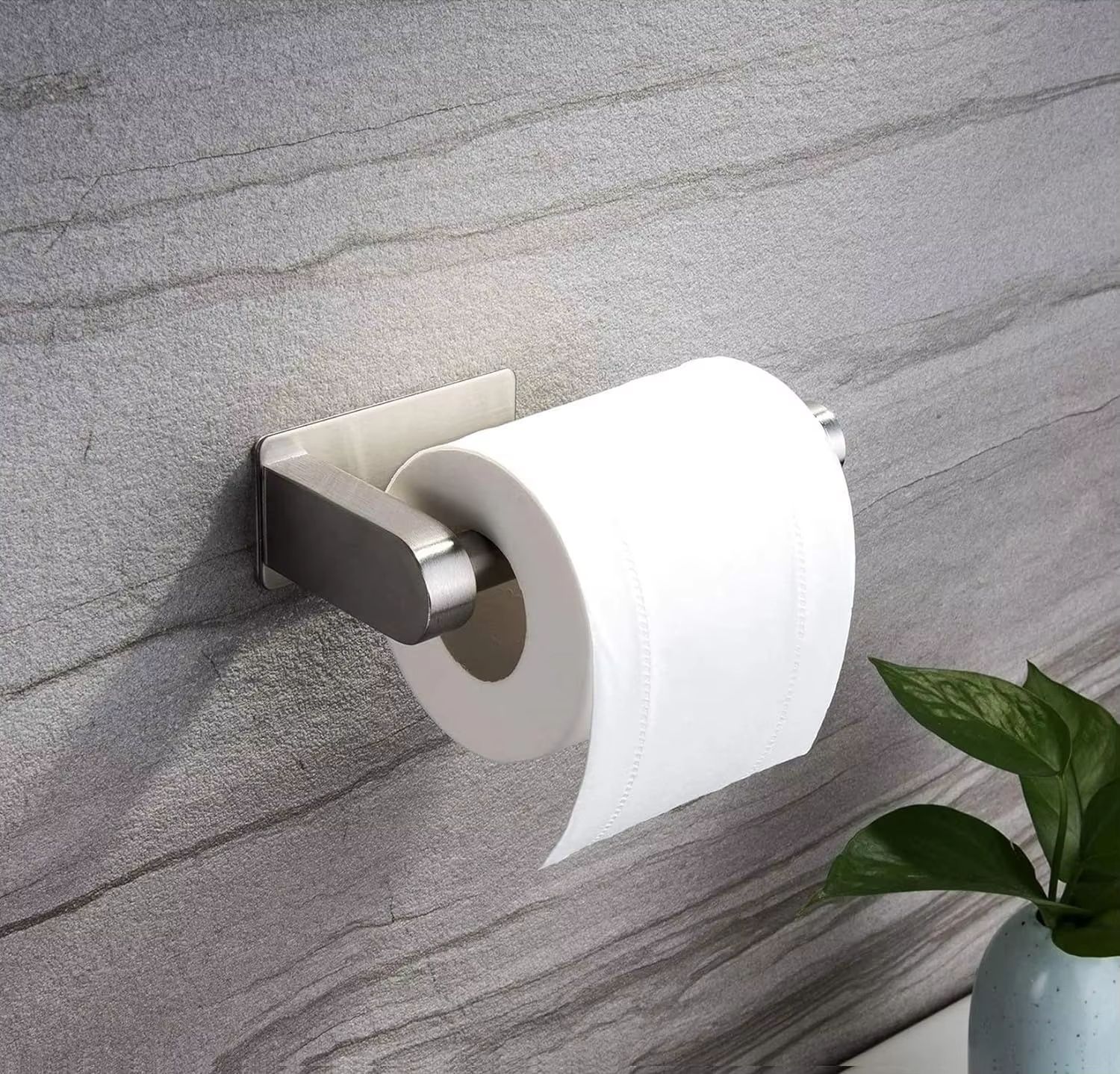 Self Adhesive Toilet Paper Holder - Bathroom Toilet Paper Holder Stand no Drilling Stainless Steel Brushed
