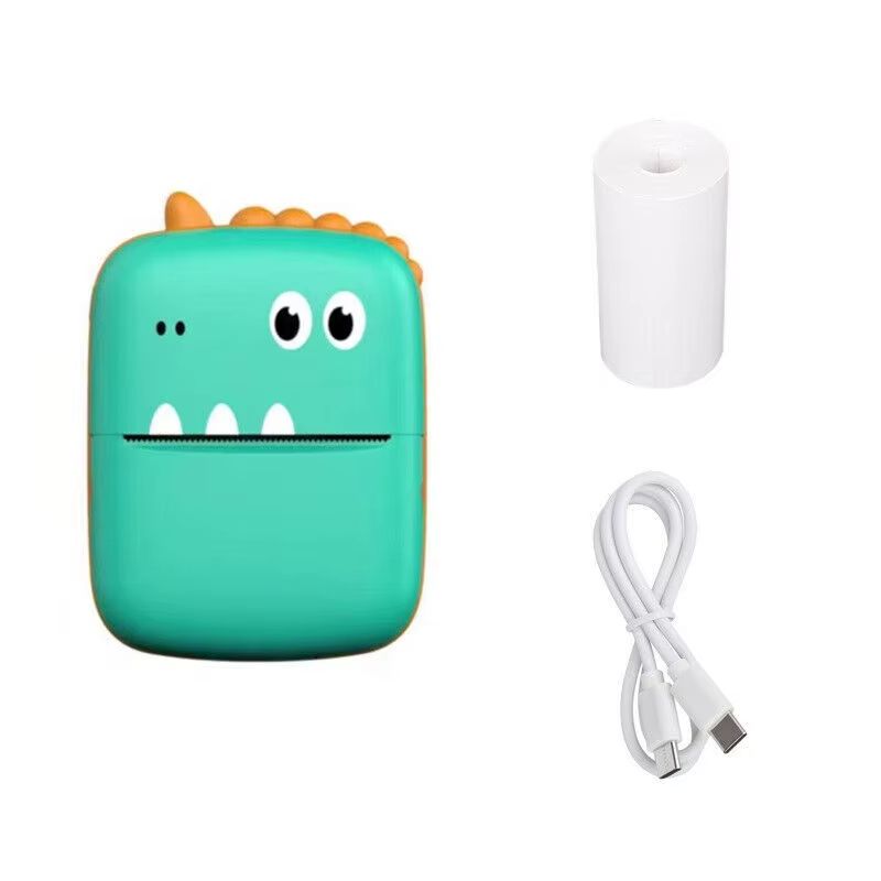 Mini Printer Cute Little Dinosaur Label Printer Portable Thermal Stickers Paper Inkless Bluetooth Printer For IOS & Android