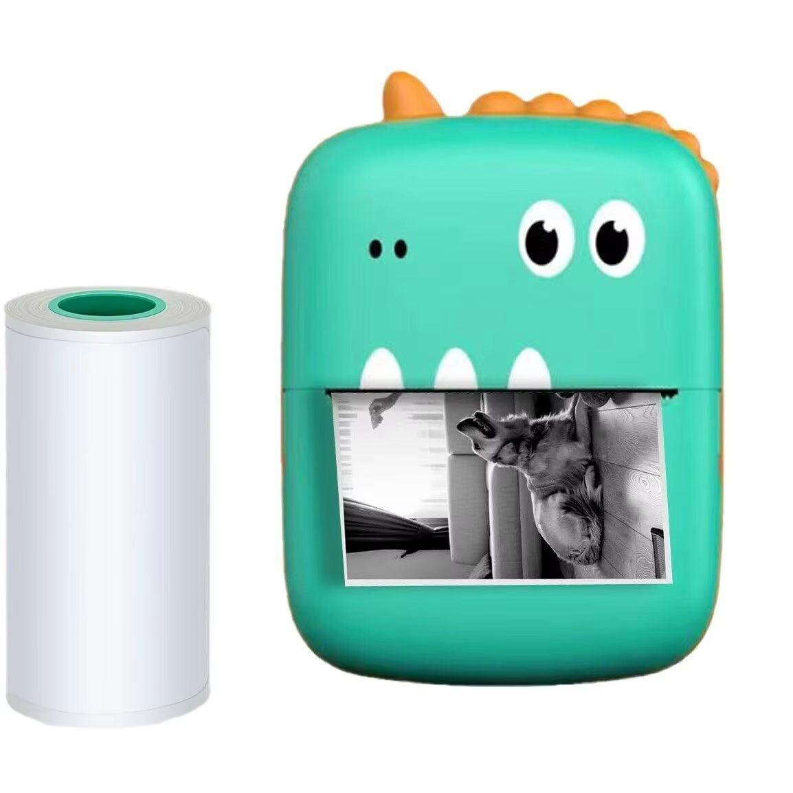 Mini Printer Cute Little Dinosaur Label Printer Portable Thermal Stickers Paper Inkless Bluetooth Printer For IOS & Android