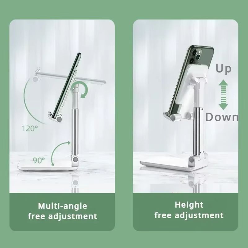 Desktop mobile phone holder makeup mirror design foldable storage lift adjustable height super stable universal phone stand