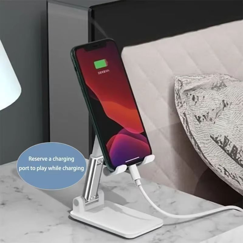 Desktop mobile phone holder makeup mirror design foldable storage lift adjustable height super stable universal phone stand