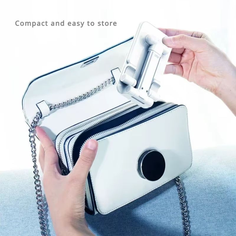 Desktop mobile phone holder makeup mirror design foldable storage lift adjustable height super stable universal phone stand